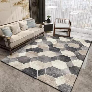 Imagem de Tapetes com estampa geométrica para sala de estar, abstrato, para sofá, quarto, tatame, macio (140x200 cm/flanela - 2)