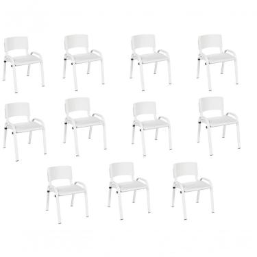 Imagem de Kit 11 Cadeira Iso Infantil Creche, Escola Base Branco Branco