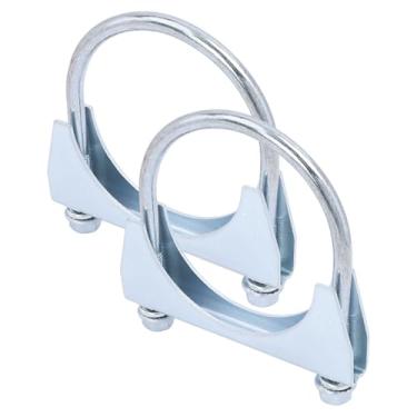 Imagem de AFEISOL Pacote com 2 braçadeiras de escape de silenciador em U de 76 mm para serviço pesado em tubos de ponta Braçadeiras de tubo de escape de parafuso U de aço (7,6 cm)