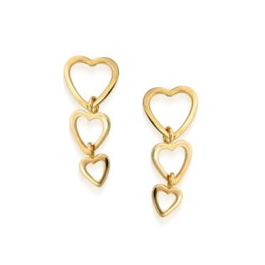 Imagem de Brinco folheado a ouro corações - tam.único - ROMMANEL