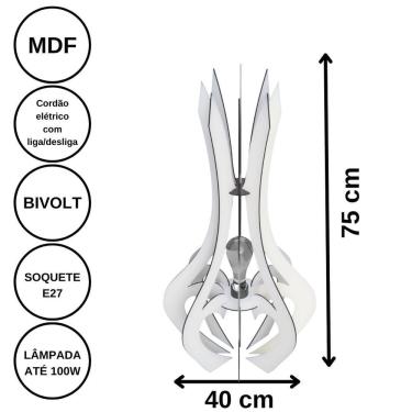 Imagem de Luminária De Chão Mdf Holambra Branco - 75x40cm