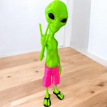 Imagem de Boneco Et Alienígena Extraterrestre Bermuda Chinelo 20cm - FLEX3D