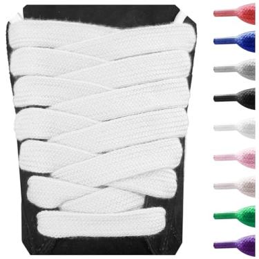 Imagem de UamGlsob Cordões extra largos grossos de algodão 15 mm para puma Suede XL, cordões planos para sapatilhas de skate e desportivas, Branco, 45Inch/115cm