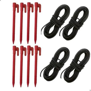 Imagem de Kit 8 Estaca + Elástico p/ Gazebo Barracas Gancho Praia Camping Cor:Ve