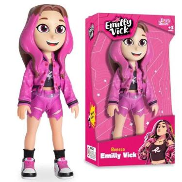 Imagem de Boneca Emilly Vick Youtuber Infantil  Articulada 25cm com Roupinha e T