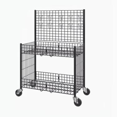 Imagem de Suporte de exibição de painel de grade, suporte de exibição de parede de grade de arame, painel de varejo portátil para mostras de arte, exibição de varejo (preto, 100 * 55 * 130 cm)