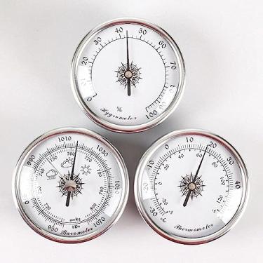 Imagem de Barômetro, Liga De Alumínio Parede Hagig Baromete, 3 Pçs/Set 72mm Barômetro Higrômetro Termômetro, Silver