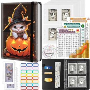 Imagem de Fichário para economia de dinheiro, 100 envelopes, desafio de economia de dinheiro, fichário de orçamento e 3 rastreadores de orçamento, livro de couro PU A5 para economizar dinheiro, livro de