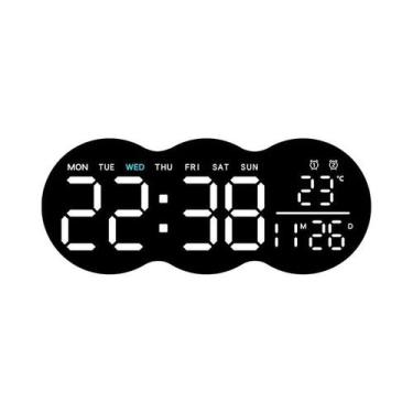 Imagem de Relógio De Parede Digital LED Com Temperatura, Data, Dia Da Semana, Al