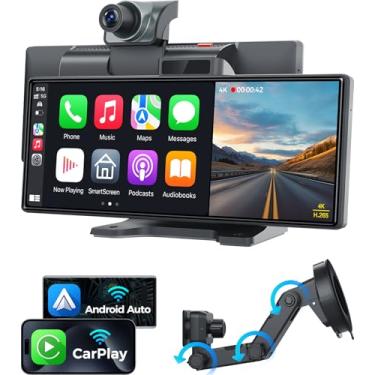 Imagem de JATAZA Tela de carro sem fio Apple CarPlay Android de 26.1 cm – Suporte seguro e forte, câmera de painel 4K, navegação GPS, tela sensível ao toque HD, AirPlay, estéreo de carro, serve para todos os