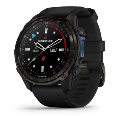 Imagem de Relógio Garmin Descent Mk3i com Monitor Cardíaco de Pulso e GPS Cinza Carbono DLC Ti Preto EMEA