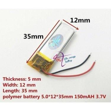 Imagem de Bateria 501235 C/ 150mah 5mmx12mmx35mm 2 Fios 3,7v - bgb