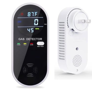 Imagem de KH Alert Detector de gás natural, detector de gás propano plug-in 3 em 1 (visor de gás, temperatura e umidade), detector de gás combustível para casa e RV detector de vazamento de gás para GNL, GLP