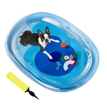 Imagem de Tapete De Água Para Gatos, Colchão de Água Refrescante para Cães com Insuflador, Brinquedo Inflável para Enriquecimento Sensorial de Atividades para Interior, Exterior, Varanda,