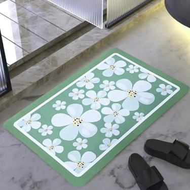 Imagem de Tapete De Banheiro Quadrado Absorve Água Antiderrapante Secagem Rápida 38x58cm (MARGARIDAS BRANCAS)