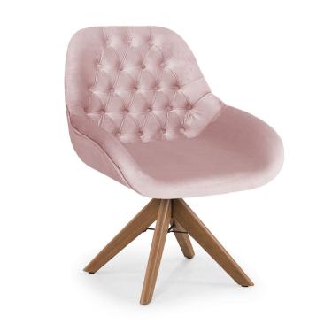 Imagem de Poltrona Base Giratória Madeira Capitonê Zari Decor