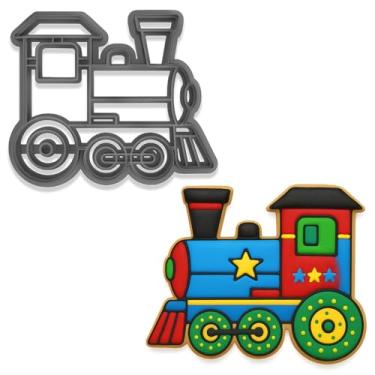 Imagem de Cortador de biscoito de trem a vapor – 10 x 8 cm, molde de cozimento com tema ferroviário para festas e artesanato (cor aleatória)