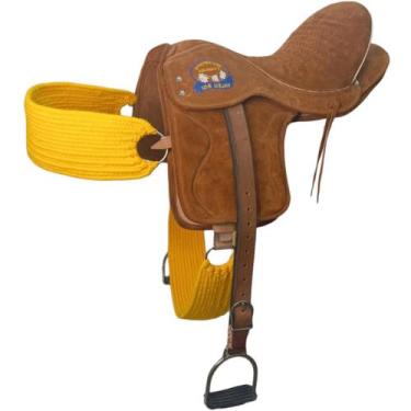 Imagem de Sela Semi Porfissional Para Vaquejada Cavalo Em Couro Marrom - selaria