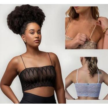 Imagem de Top de Renda com Forro Yohn Sem Bojo Tapa Decote Elegante P ao Plus Si