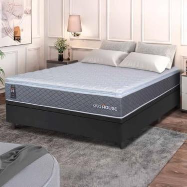 Imagem de Conjunto Box Baú Preto Argel Cinza Espuma D33 Casal 138x188x74 - King House