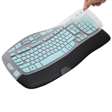 Imagem de Capa de teclado para teclado Logitech K350 MK550 MK570 sem fio, protetor de teclado de silicone à prova de poeira para acessórios de proteção de teclado Logitech K350 MK550 MK570 (gradiente menta)