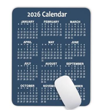 Imagem de Mouse pad com calendário, calendário azul 2026, edição vertical, mouse pad com design personalizado, base de borracha antiderrapante para escritório, casa, laptop, viagem, 24 x 20 x 0,3 cm