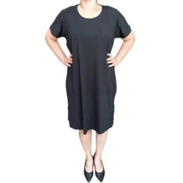 Imagem de Vestido Rodher Básico Curto MC Preto Plus Size-Feminino