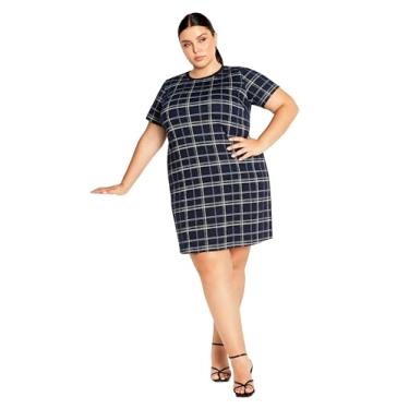 Imagem de City Chic Vestido feminino CITYCHIC Plus Size Love, azul-marinho xadrez, Xadrez azul-marinho, 48