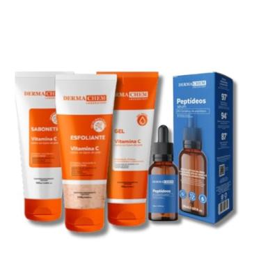 Imagem de Kit Skincare Vitamina C Sabonete + Esfoliante+G el Hidratante + Sérum Peptídeos Anti olheiras 30ml
