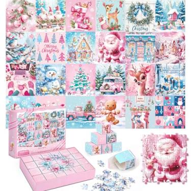 Imagem de MJartoria Calendário do Advento 2024 para meninas adolescentes, 1008 peças, quebra-cabeça de Papai Noel, calendário do advento 2024 para adultos, calendário de contagem regressiva de 24 dias,