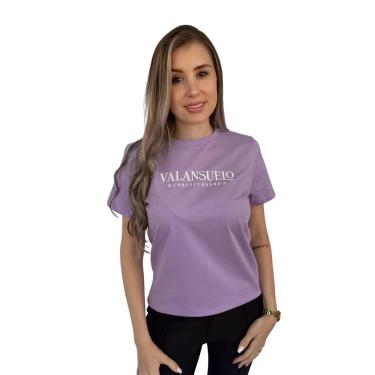 Imagem de Camiseta TShirt Lilás 100% Algodão Estampa Branca Valansuelo-Feminino