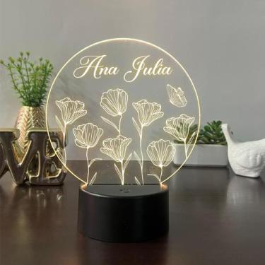 Imagem de Luminaria em acrilico de led infantil personalizada com nome tema jard