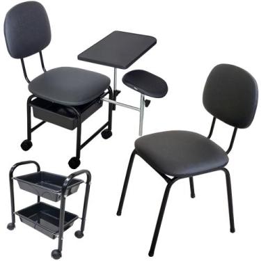 Imagem de Kit Cirandinha Manicure + Carrinho + Cadeira Cliente - Preto - For-ty
