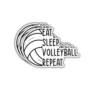 Imagem de (3 peças) Eat Sleep Volleyball Repeat Sticker Funny Sarcastic Quotes Inspirational Phrase Sport Lovers Vinil Decalque Adesivos de Presente para Tumbler Laptop Kindle Garrafas de Água Tablet Livros