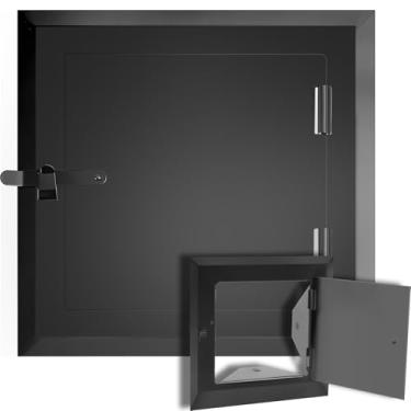 Imagem de Yaocom 1 pacote com porta de limpeza de aço de 20 x 20 cm, porta de limpeza de chaminé de lareira para chaminé de parede interna e externa (preto)