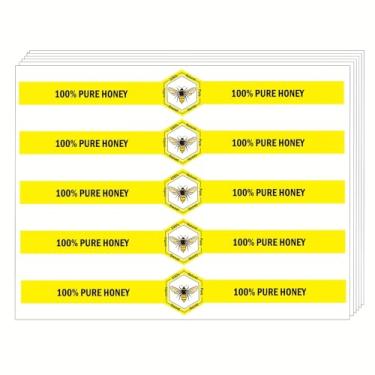 Imagem de Adesivos de vedação de embalagem de mel puro à prova de adulteração 22 x 2,5 cm, seguro seguro, inviolável, frescor, rótulo de mel para frascos, tampa de garrafa, 200 peças (Cor 2)
