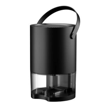 Imagem de Generic Desumidificador pequeno portátil com plugue UE, tanque de água de 1200 ml, compacto, silencioso, com desligamento automático para porões, escritórios, Preto