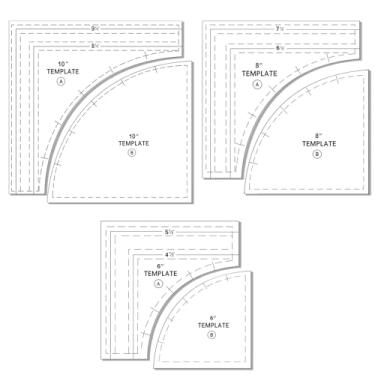 Imagem de 6 peças de modelos de acolchoamento, réguas grandes e modelos para padrões de corte com suprimentos de costura de 1/10.2 cm para medição de corte de costura, ferramentas de quilting artesanais DIY