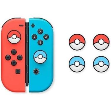 Imagem de 4 Capinhas Analógico Joycon Pokebola Radalishop, Silicone Grip, Borrachinha, Para Nintendo Switch Lite