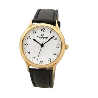 Imagem de Relógio Champion Unisex Dourado Pulseira Couro Preto Ch22233m