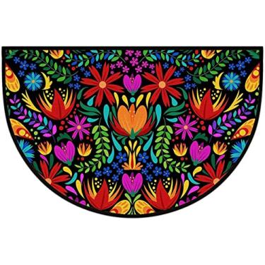 Imagem de Tapete de porta meio redondo, tapete de porta mexicano para festa mexicana, entrada externa, para entrada externa, 45,7 x 76,2 cm, resistente ao desgaste, tapetes semicirculares, tapetes de área para
