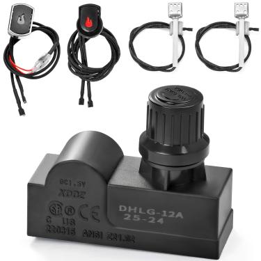 Imagem de GasSaf Kit de substituição para ignição de 2 saídas, módulo de ignição eletrônica e 2 botões de pressão com fios de eletrodo para sistemas de ignição CharBroil Surefire e a maioria das churrasqueiras