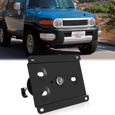 Imagem de Suporte de placa de carro para para-choque dianteiro compatível com Toyota FJ Cruiser 2007-2014 sem furadeira grade frontal moldura de placa de carro kit de montagem de suporte antifurto acessórios de