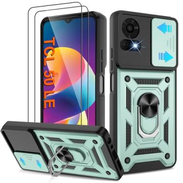 Imagem de ATUMP Capa para celular TCL 50 LE com [2 peças] protetor de tela HD, resistente à prova de choque com suporte de rotação de 360° [grau militar] capa protetora para TCL 50 LE, verde escuro