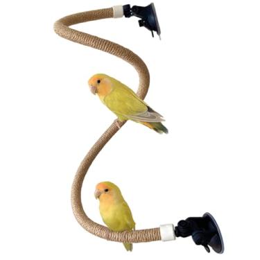 Imagem de Poleiro dobrável de corda de pássaro, brinquedo de escalada de papagaio de cânhamo de 99 cm, acessório de gaiola com ventosa