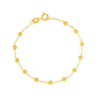 Imagem de Pulseira Ouro 18K 13cm Bolinhas 2.5mm 0.60g com Caixinha