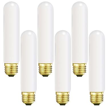 Imagem de LEOOLS Lâmpada LED T10 15.2 cm Base E26 Opala Fosca Porcelana Branco Quente 2700K Regulável Edison 8W Lâmpada Tubular LED, 600LM, Equivalente a 60 Watts, Vidro Fosco Externo, para Armário de Exibição