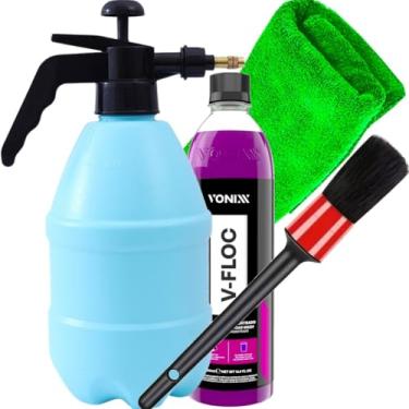 Imagem de Kit Limpeza Automotiva Shampoo V-Floc Vonixx Pulverizador Compressão Prévia Toalha Microfibra Pincel Karbo