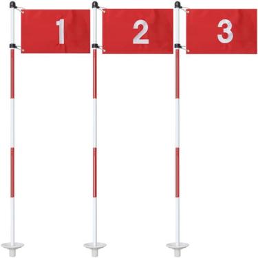 Imagem de Golf Flagstick Dittoven de 6 pés com 3 bandeiras de golfe e Ball Retri