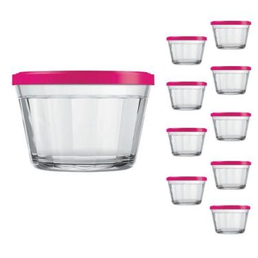 Imagem de 8 Pote Americano Vidro C/Tampa Cores Amlimento 350ml Nadir - NADIR FIG
